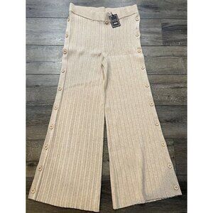 NWT Revlove x Michael Castello Kalina Pants Sweater Side Button Tan XL New